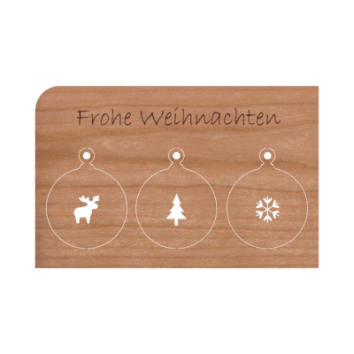 Zubehör: Holzpost Grußkarte 'Frohe Weihnachten'